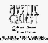 Mystic Quest title screen for GameBoy